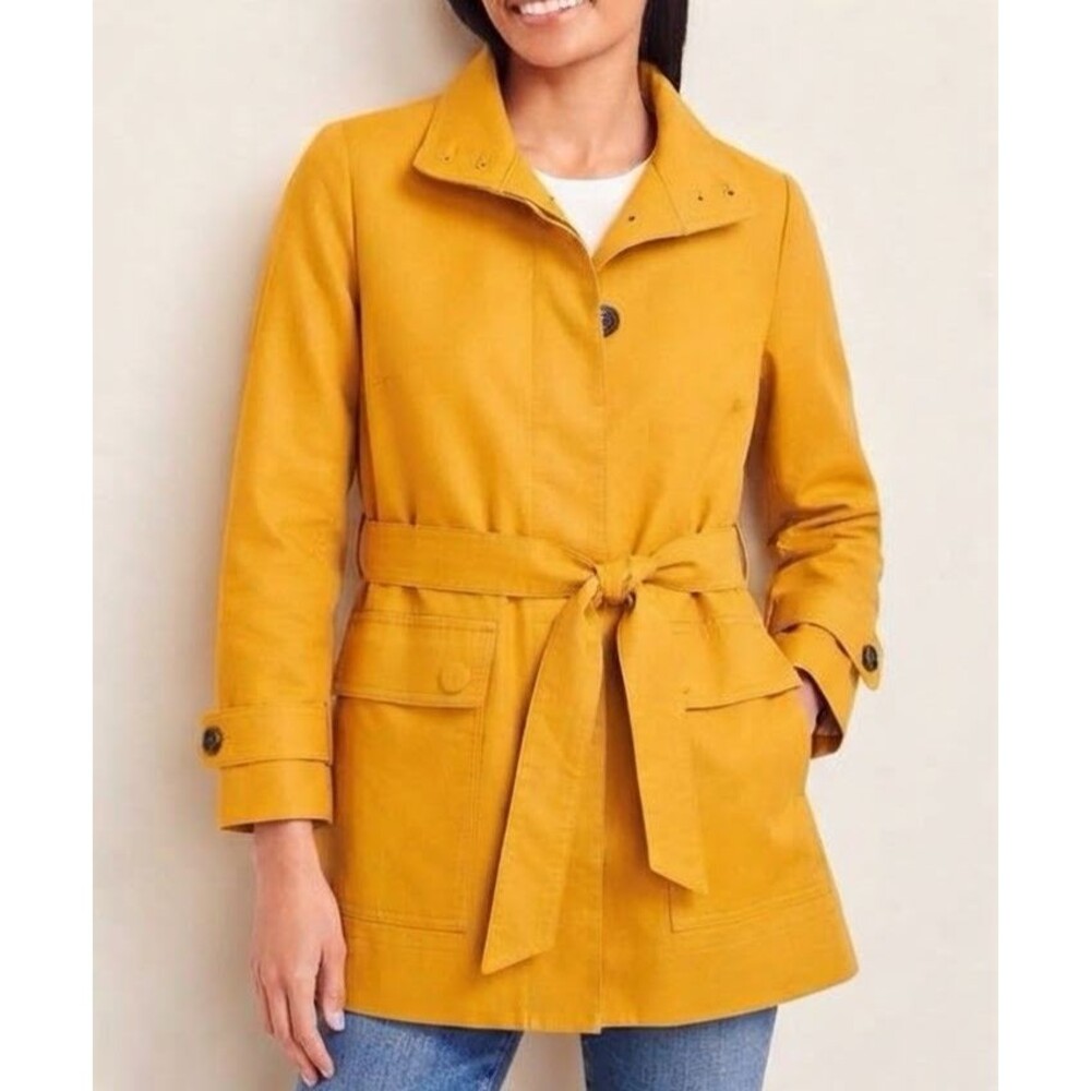 Ann Taylor Yellow Trench Coat  Rain  SZ M NWOT